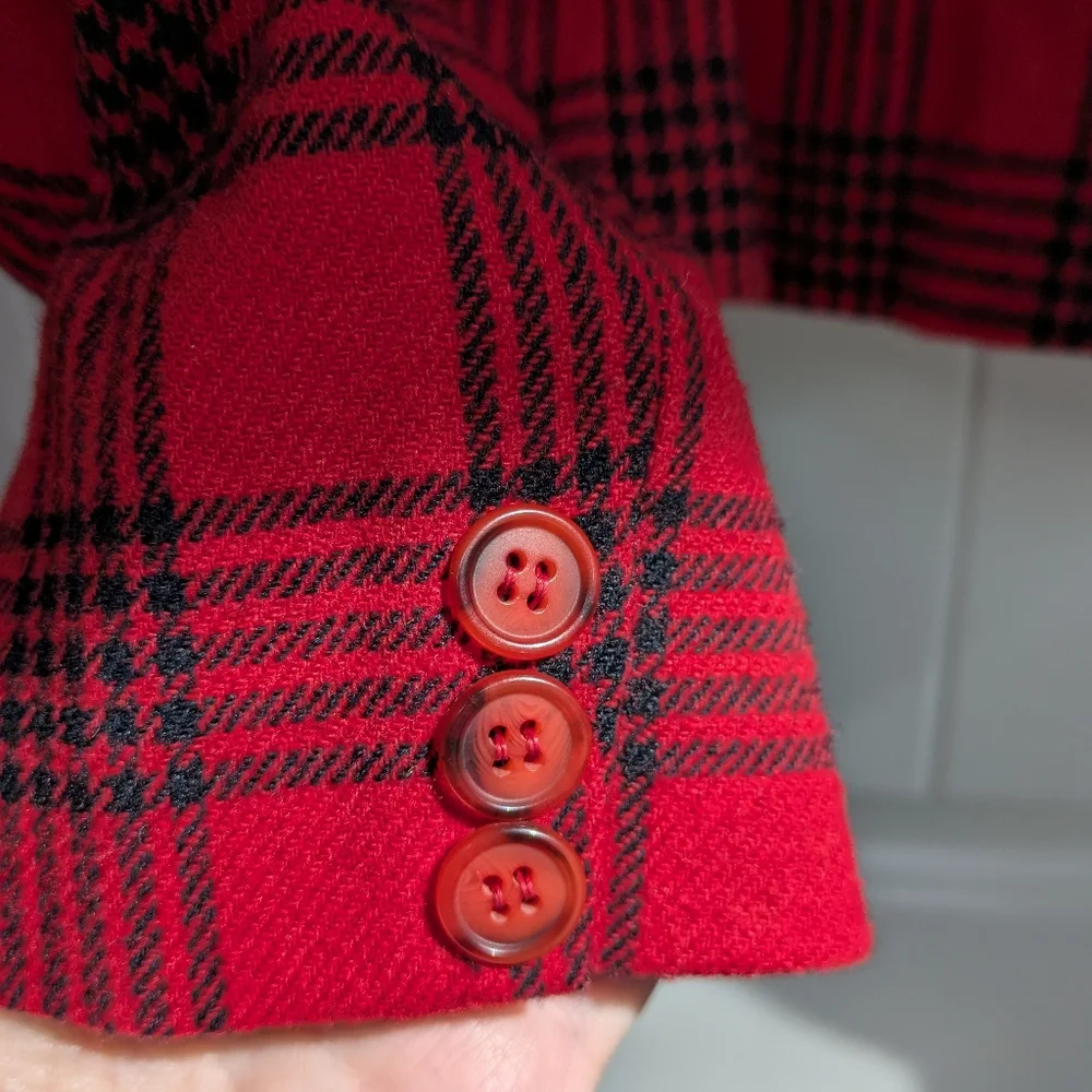 Pendleton Red Plaid Wool Women's Blazer - Picture 6 of 7